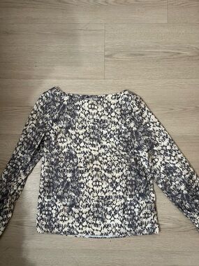 H&M Navy and White Patterned Long-Sleeve Top
